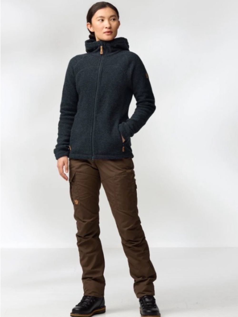 Fjallraven Charcoal Hooded Wool-Blend Zip Jacket - Picture 4 of 8